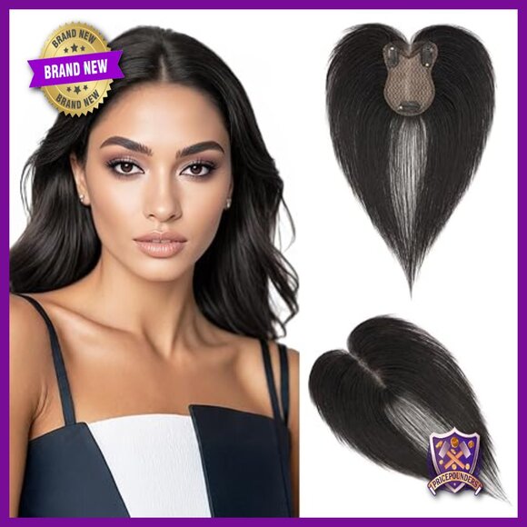 Human Hair Topper No Bangs Middle Part Lace Base Clip On Hairpiece 11 Inches main image 4